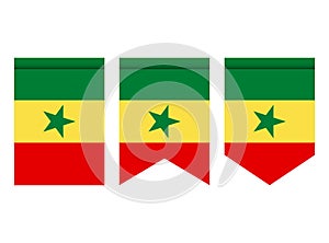 Senegal flag or pennant isolated on white background. Pennant flag icon