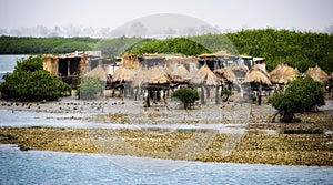 Senegal, Joal Fadiouth, ancient millet loft on piles