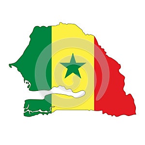 Senegal map silhouette with flag isolated on white background