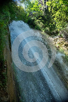 Senerchia waterfalls, WWF naturalistic oasis, in Campania, Salerno. View of the route, panoramas and details of nature