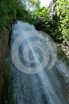 Senerchia waterfalls, WWF naturalistic oasis, in Campania, Salerno. View of the route, panoramas and details of nature