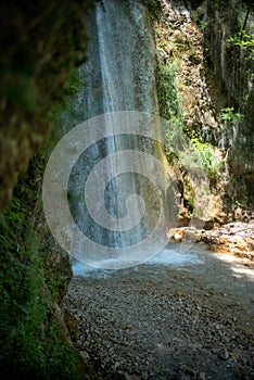 Senerchia waterfalls, WWF naturalistic oasis, in Campania, Salerno. View of the route, panoramas and details of nature