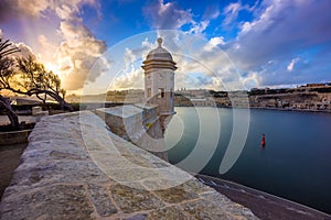 Senglea, Malta - Senglea, Malta - Watch tower at Fort Saint Michael, Gardjola Gardens at tower at Fort Saint Michael