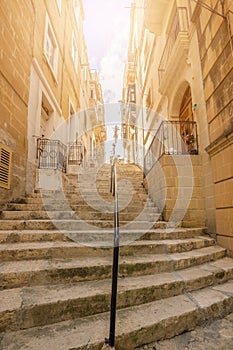 Senglea, Malta - Typical maltese stairs and street at Senglea