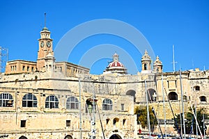 Senglea marina and buildings, Malta.