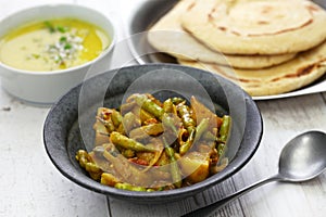 Sengri aloo ki sabzi, simmered radish pods & potatoes with spices