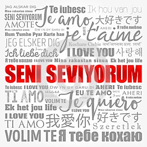 Seni seviyorum I Love You in Turkish in different languages of the world