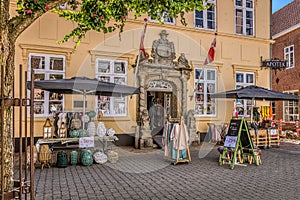 A senic view of a vintage shop in the old drugstore in Ribe, Denmark