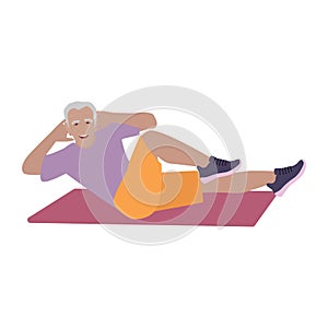 Senior active man doing abs exercise workout