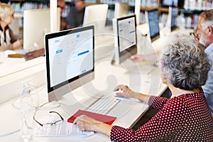 Senior Adult Internet Learning Technology Concept