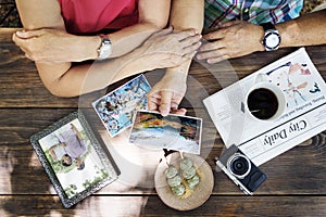 Senior Adult Reminding Memory Photos Couple Concept