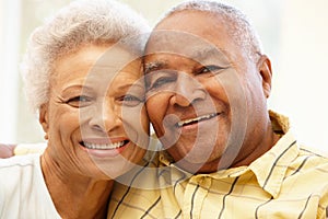 Senior African American couple at home