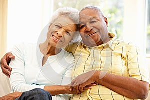 Senior African American couple at home