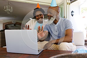 Senior african american couple spending time at home together