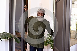 Senior African American man enjoying his time at home