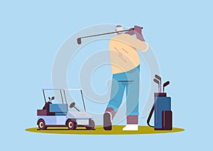 senior african american man playing golf aged player taking a shot active old age concept horizontal