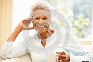 Senior African American woman at home