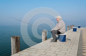 Senior angler at Lake Balaton