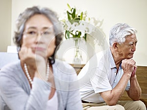 Senior asian couple having relationship problem