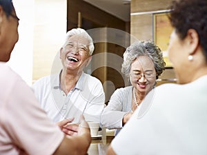 Senior asian people having a good time