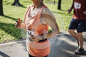 Senior athlete running in the park