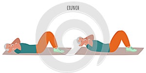 Senior athletic man doing crunch exercise workout