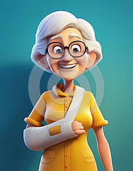 Senior with broken arm and dokter ca