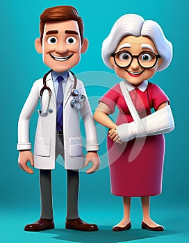 Senior with broken arm and dokter ca