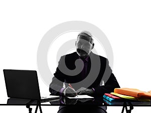 Senior business man busy working silhouette