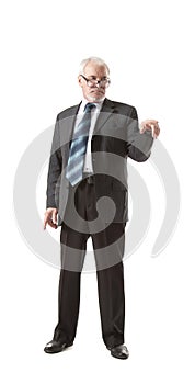 Senior business man pointing to the straight
