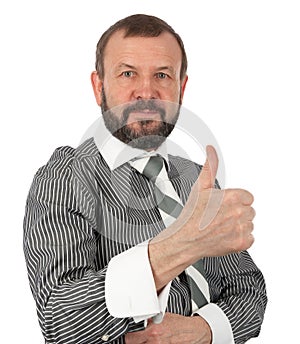 Senior business man showing his thumb up