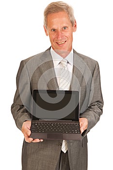 Senior business man with tablet