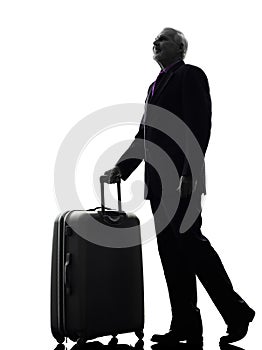 Senior business man traveler traveling silhouette