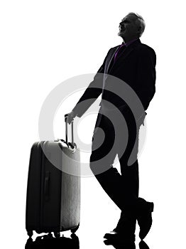 Senior business man traveler traveling silhouette