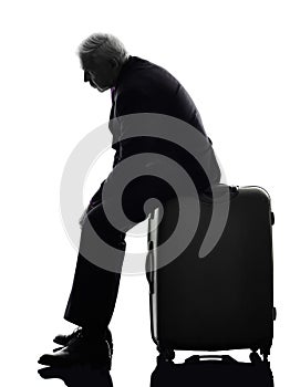 Senior business man traveler traveling waiting