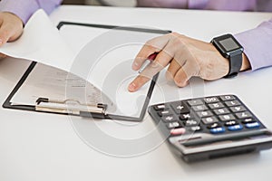 Senior businessman concentrate reading and checking contract