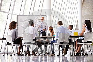 Senior Businessman Leading Meeting At Boardroom Table