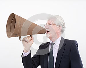 Senior businessman megaphone