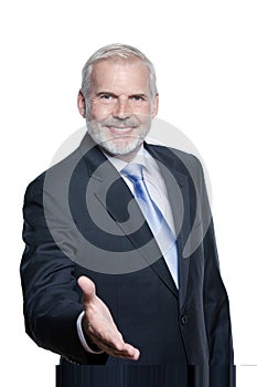 Senior businessman portrait welcoming handshake photo