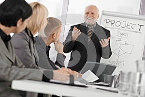 Senior businessman presenting on meeting photo