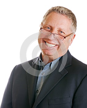 Senior Businessman Smiling And Wearing Glasses