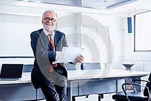 Senior businessman working in office