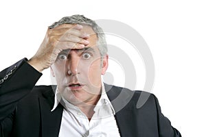 Senior businessman worried expression serious