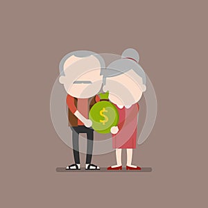 Senior carrying retirement savings bag
