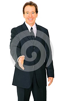 Senior Caucasian Businessman Offer Handshake