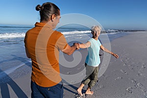 Senior Caucasian couple enjoying time at the beach