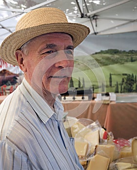 Senior at cheese market