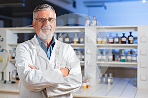 Senior chemistry professor/doctor in a lab photo