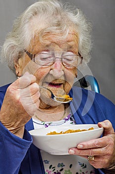 Senior Citizen eating.