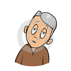 Senior citizen feeling tired or weak. Flat design icon. Flat vector illustration. Isolated on white background.
